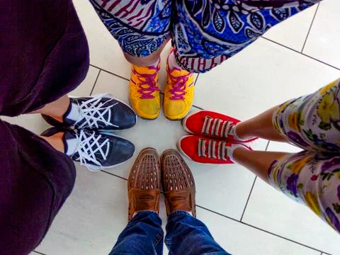 Staff development and teamwork training. A group of people in circle. An unex Stock Photos