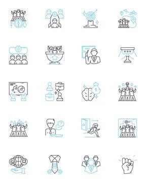 Staff development linear icons set. Training, Growth, Improvement, Learning Stock Illustration