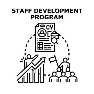 Staff development program improving employee career growth Illustrazione stock