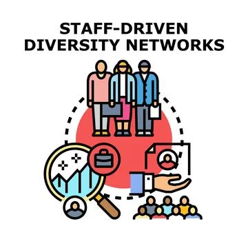 Staff driven diversity networks concept vector illustration Stock Illustration