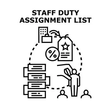 Staff duty assignment list concept process Stock Illustration