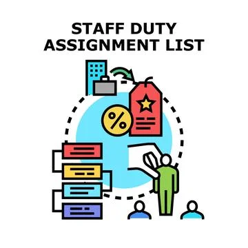 Staff duty assignment list concept process Stock Illustration
