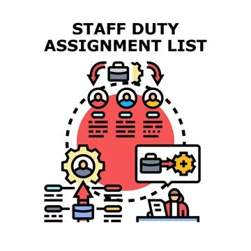 Staff duty assignment list planning assigning tasks Stock Illustration