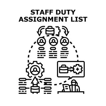 Staff duty assignment list planning assigning tasks Stock Illustration