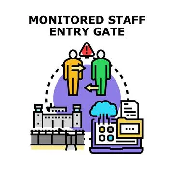 Staff entry gate access control monitoring system Stock Illustration