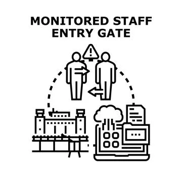 Staff entry gate access control monitoring system Stock Illustration