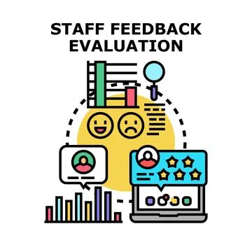 Staff feedback evaluation process analyzing performance vector Stock Illustration