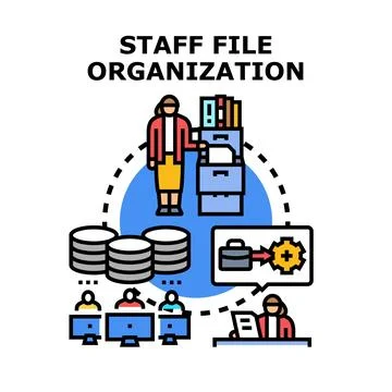 Staff file organization process improving business efficiency Stock Illustration