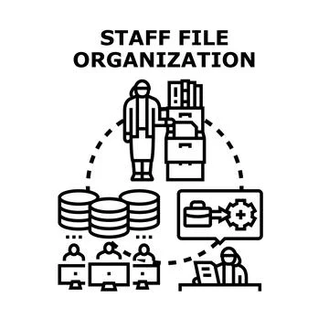 Staff file organization process improving business efficiency Stock Illustration