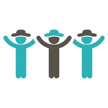 Staff Hands Up Roundelay Icon Stock Illustration