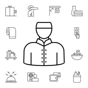 Staff, hotel flat vector icon in hotel service pack Stock Illustration