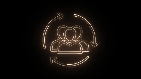 Staff Icon Isolated on Black Background, Team Neon Line Motion Graphic Anim.. Vidéo 325614084