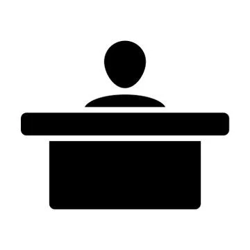 Staff icon vector male person avatar symbol with table for office work Stock Illustration