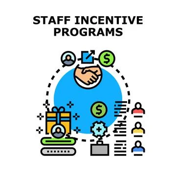 Staff incentive programs offering rewards and growth Stock-Illustration