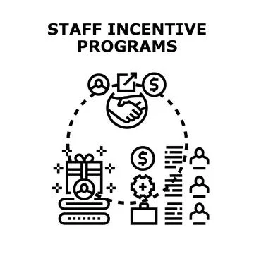Staff incentive programs offering rewards and growth Stock Illustration