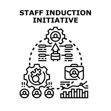 Staff induction initiative process onboarding employees concept Stock Illustration