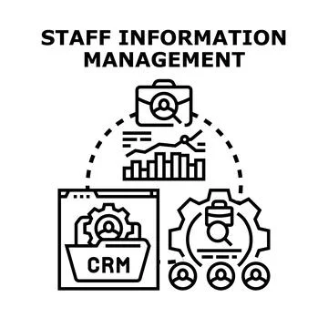 Staff information management system managing employee data Stock Illustration