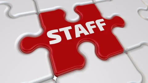 Staff. The inscription on the missing element of the puzzle Stock Footage 131955429