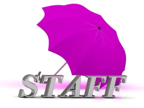 STAFF- inscription of silver letters and umbrella on white background.. Stock Illustration