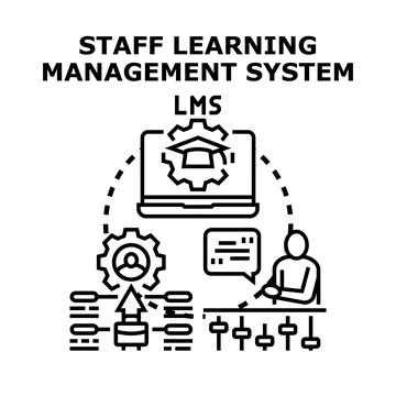 Staff learning management system development and training Stockillustratie