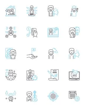 Staff linear icons set. Team, Personnel, Manpower, Employees, Workers, Staffing 스톡 일러스트