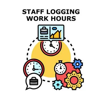 Staff logging work hours concept illustration vector Stock Illustration