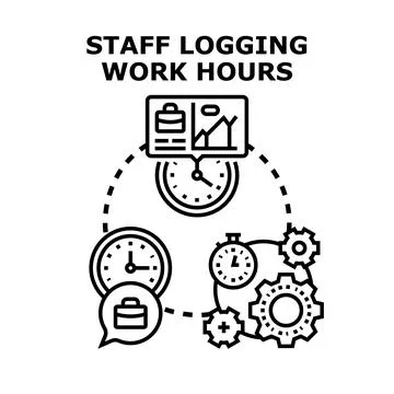 Staff logging work hours concept illustration vector Stock Illustration