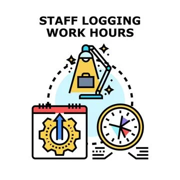 Staff logging work hours for productivity and management Stock Illustration