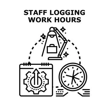 Staff logging work hours for productivity and management Stock Illustration