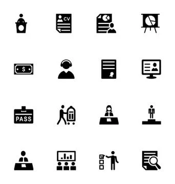 Staff Management Solid Icons Stock Illustration