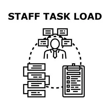Staff managing project tasks and work load Ilustração Stock
