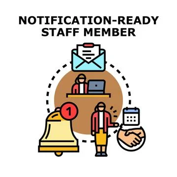 Staff member receiving ready notifications and business messages Illustrazione stock
