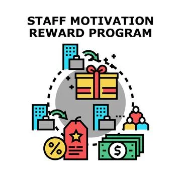 Staff motivation reward program giving employee rewards Stock Illustration
