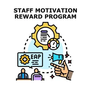 Staff motivation reward program implementing employee support and achievement Ilustração Stock