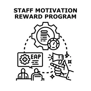 Staff motivation reward program implementing employee support and achievement Stock Illustration