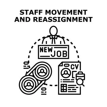 Staff movement and reassignment human resource concept Stock Illustration