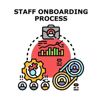 Staff onboarding process concept creating new employee experience Stock Illustration