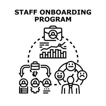 Staff onboarding program managing new employee integration Stock Illustration