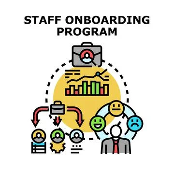 Staff onboarding program managing new employee integration 스톡 일러스트