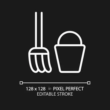 Staff only enclosure pixel perfect white linear icon for dark theme Stock Illustration