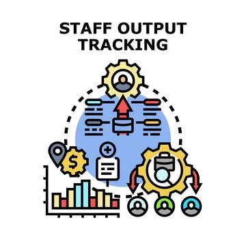 Staff output tracking evaluating employee performance management Stock Illustration