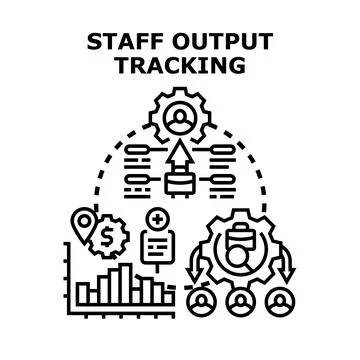 Staff output tracking evaluating employee performance management Stock Illustration