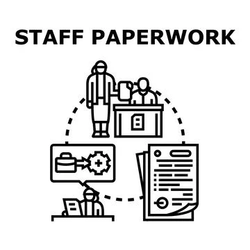 Staff paperwork process management and official documentation Stock Illustration