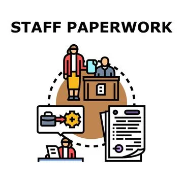 Staff paperwork process management and official documentation Stock Illustration