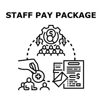 Staff pay package management and employee compensation planning Stock Illustration