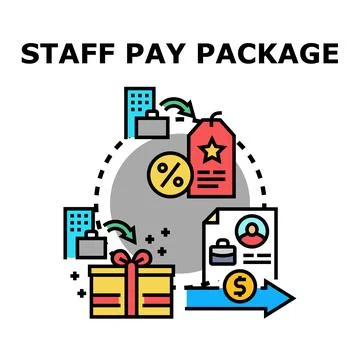 Staff pay package offering employee benefits and compensation Stock Illustration