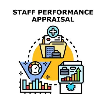 Staff performance appraisal evaluating employee work development process Stock Illustration