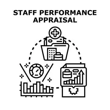 Staff performance appraisal evaluating employee work development process Stock Illustration