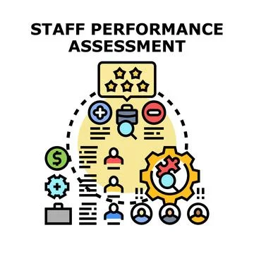 Staff performance assessment evaluating employee productivity development Stock Illustration