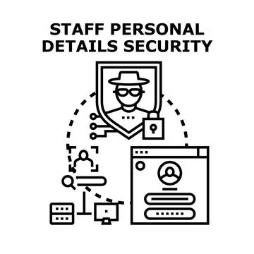 Staff personal details security protecting confidential information concept Stock Illustration